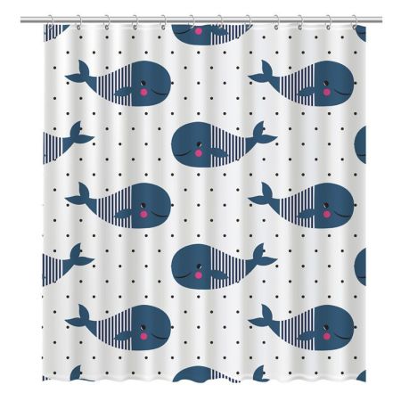 Штора для ванной комнаты FIXSEN DESIGN FX-1508, белый/синий, артикул FX-1508