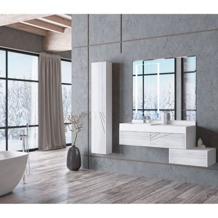 Тумба под раковину Акватон Сакура 100 1A234901SKW80 подвесная Ольха наварра Белый глянец, артикул 1A234901SKW80