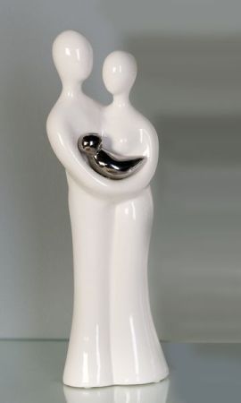 Casablanca, керамическая фигурка "Семья", цвет бело-серебристый, артикул 86654