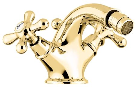Emmevi Deco Classic, двухвентильный смеситель для биде с донным клапаном, цвет золото, артикул 12014/OR