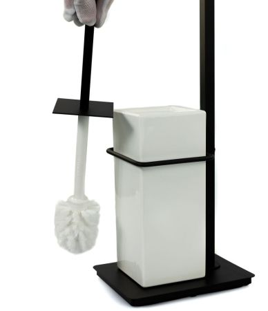 Stil Haus Urania, стойка: доз. + полотенцед. + бумагодер. + ёрш кер., цвет чер. мат. - бел. керамика, артикул U21D(23-BI)