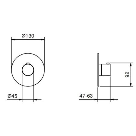 FANTINI Смеситель для душа встраиваемый, термостатический, внешняя часть, цвет Matt Gun Metal PVD, артикул 87 P5 G500B