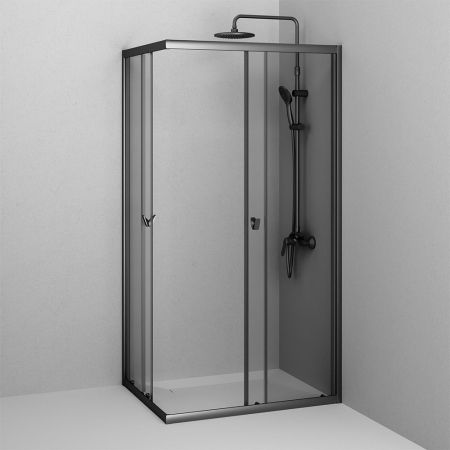 W87G-403-10080-BT Sunny душ огражд прямоугольн, раздвижн двери 100x80 черный,стекло прозрачн
