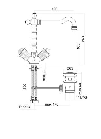 Смеситель для кухни Fiore VENERE SKY (SWAROVSKI®) 13OO0625, золото, артикул 13OO0625