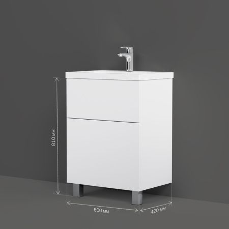 M90FSX06022WG32 GEM, База под раковину, напольная, 60 см, 2 ящика push-to-open, цвет: белый, глянец, артикул M90FSX06022WG32