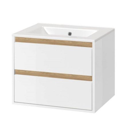Тумба под раковину EXCELLENT Tuto 80 см (белый/дуб), 2 ящика, артикул MLEX.0103.800.WHBL