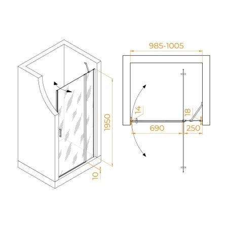Душевая дверь RGW LE-004Gr (Прозрачное, 1000), артикул 351200410-110