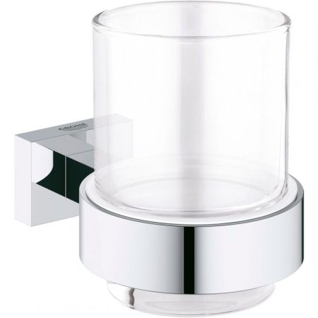 Стаканчик подвесной GROHE ESSENTIAL CUBE 40755001 (металл/стекло, хром, на стену, квадратный, глянце, шт, артикул 40755001