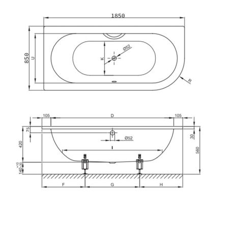 Опора для ванны, Bette, универсальная, комплект-2 штуки, артикул B23-1500