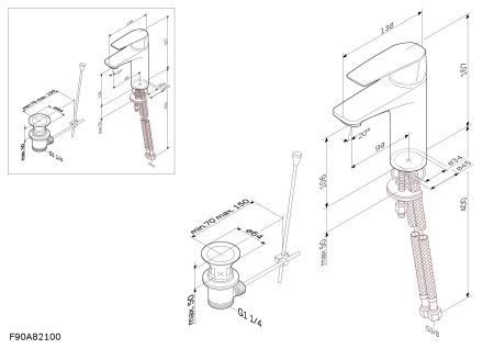 F90A82100 Gem, смеситель для умывальника излив 99 мм с д/к , хром, шт F90A82100 Gem, смеситель для умывальника излив 99 мм с д/к , хром, шт