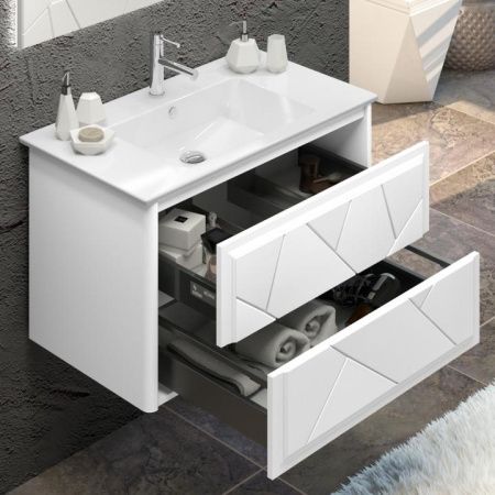 Тумба с раковиной Луиджи 90 белый матовый Opadiris Белый матовый