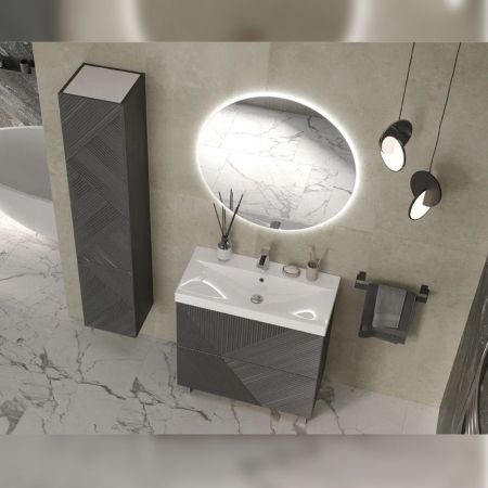 Тумба под раковину напольная Velvex Edge tn.EDG.9696.80.2Y графит, 80 см, артикул tn.EDG.9696.80.2Y графит