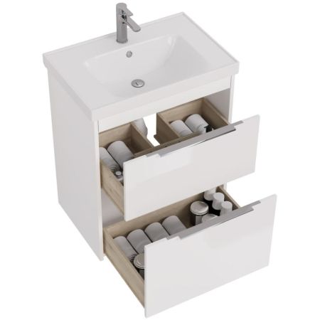 Тумба с раковиной подвесная/напольная Dreja Prime 70 см, белый, артикул 99-9301-com