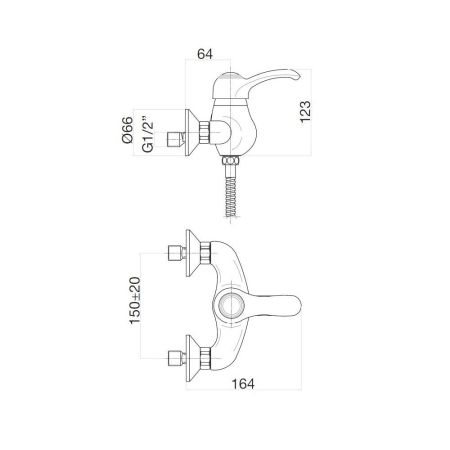 Смеситель для душа Webert Aurora AU870102017, хром/золото
