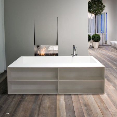 ANTONIO LUPI BIBLIO Ванна отдельностоящая 1700х900х535 мм., с открытыми нишами, с регулируемыми ножками и нажимным донным клапаном, Corian, цвет белый