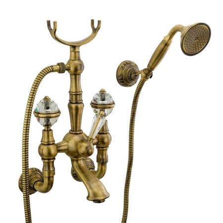 CRISTALIA Смеситель для ванны внешний, ручки CRYSTAL, бронза, артикул 18580