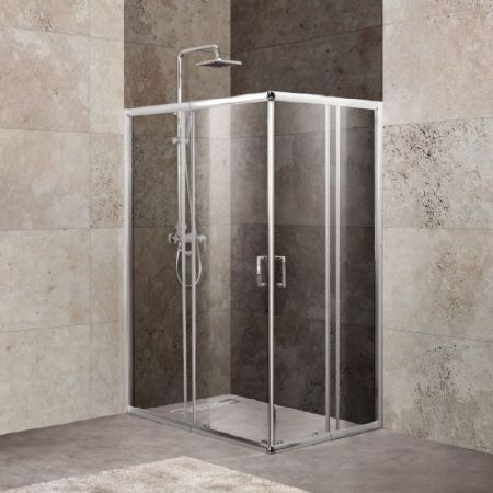 Душевой уголок BelBagno Unique AH-2 115х90 профиль Хром стекло прозрачное, артикул UNIQUE-AH-2-100/115-75/90-C-Cr