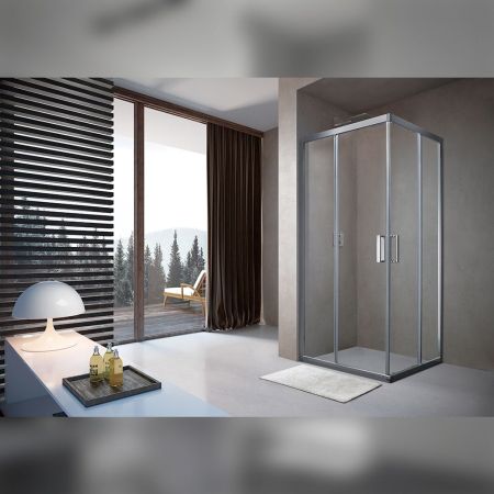 Душевой уголок Terminus Соренто квадрат 90х90х200, хром, артикул 5ES90х90C