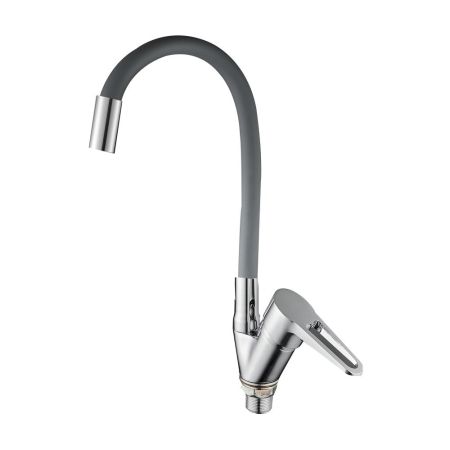 Смеситель для кухни с гибким изливом D-Lin D150303-2, хром/серый