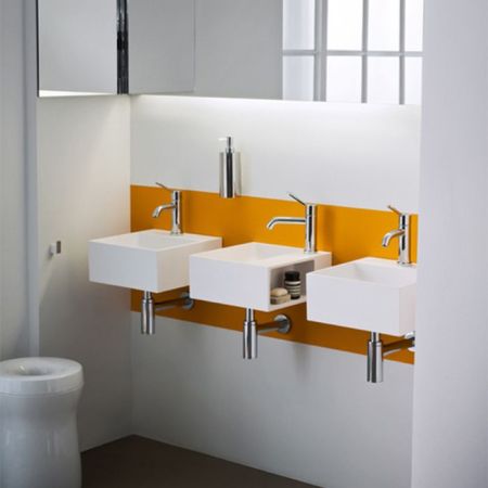 Agape Handwash Раковина подвесная 35x35x15 см, квадратная, 1 отв., с полочкой, цвет: белый, артикул ACER09951RZ *1