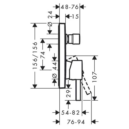 Смеситель для душа, Hansgrohe, Finoris, тип открывания воды-однорычажный, тип регулирования воды-керамический картридж, монтаж-настенный встраиваемый, дивертер с переключателем вакуумного типа, с шумопоглотителем, внутренняя часть-необходимо заказать, цве, артикул 76415700