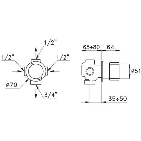 Stella Timeaster Встраиваемый переключатель для ванны/душа 0/150, цвет: хром