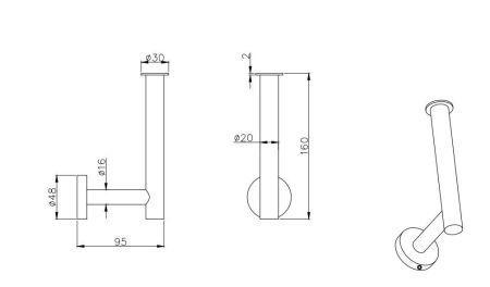 Бумагодержатель для запасного рулона AQUATEK, матовый черный AQ4007MB ВЕГА, артикул AQ4007MB