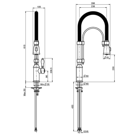FIMA|Carlo Frattini Kitchen Смеситель для кухни, ручной душ 2 режима, вращающийся излив, цвет бронза
