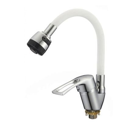 Смеситель для кухни с гибким изливом D-Lin D150422-3T, хром/белый, артикул D150422-3T