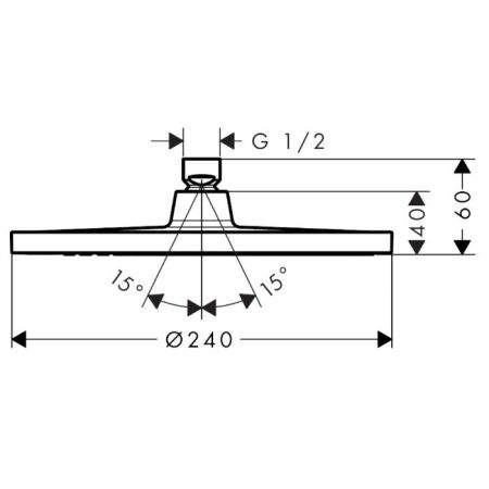 Держатель верхнего душа, Hansgrohe, Vernis Blend, вид-настенный, вынос, мм-240, цвет-черный матовый, артикул 27809670