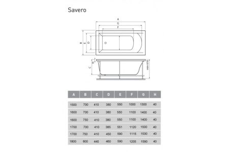 Ванна акриловая Vayer Savero Гл000011565, 160x75, артикул Гл000011565