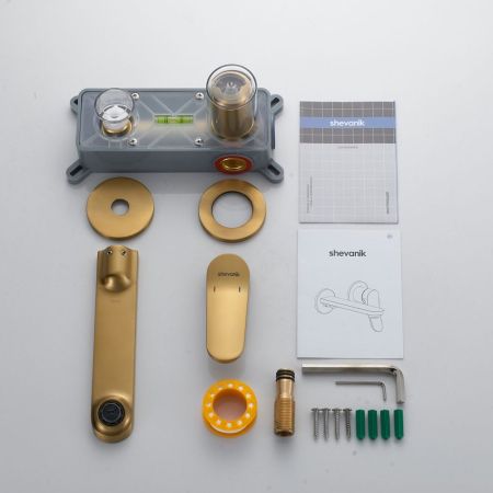 Смеситель для раковины встраиваемый Shevanik S4341G, золотой сатин, артикул S4341G