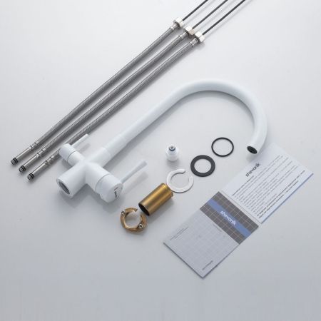 Смеситель для кухни с подключением фильтра Shevanik S428C, белый, артикул S428C