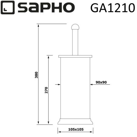 Ершик SIMPLE LINE для унитаза квадратный в корпусе, напольный, хром, Sapho, артикул GA1210