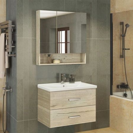 Тумба с раковиной Comforty Парма 80 4143491 подвесная Дуб дымчатый