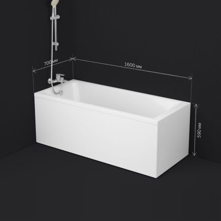 W90A-160-070W-A Gem, ванна акриловая A0 160x70 см, шт, артикул W90A-160-070W-A
