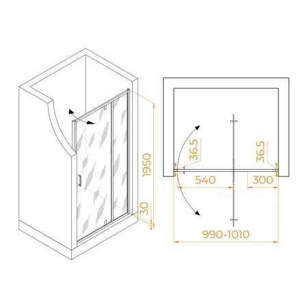 Душевая дверь RGW LE-103 (Прозрачное, 1000), артикул 711210310-11