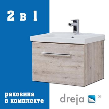Тумба с раковиной подвесная Dreja Big Inn 65 см, дуб кантри