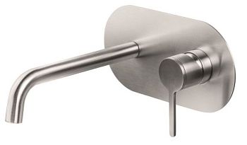 Emmevi Filoinox, встраиваемый в стену однорычажный смеситель для раковины на панели с донным клапаном click-clack, из нержавеющей стали