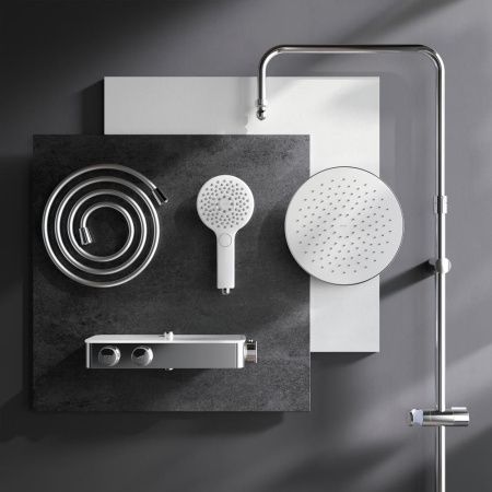 F0750A400 Inspire V2.0, душевая система, набор: см-ль д/душа с термостатом, верхний душ d 250 мм, ру F0750A400 Inspire V2.0, душевая система, набор: см-ль д/душа с термостатом, верхний душ d 250 мм, ру