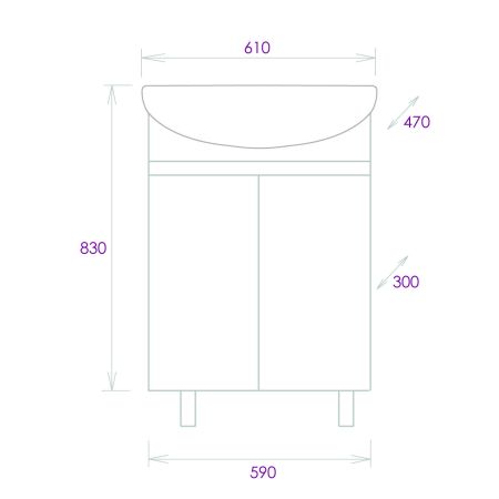 Тумба Onika Милтон 60 напольная, белая (ум. Уют 60), артикул 106146
