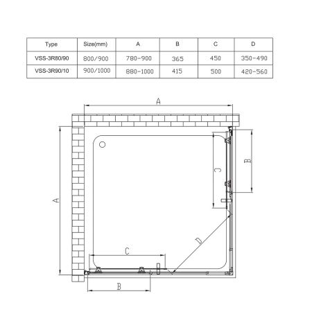 Душевые уголки Vincea Душевой уголок Rapid VSS-3R80/90CL, (800-900)x(800-900), хром, стекло прозрачное,, артикул VSS-3R80/90CL