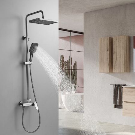 Душевая система Shevanik S4536T, оружейная сталь