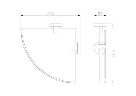 Стеклянная полка для ванной угловая WONZON & WOGHAND EASY, Хром (WW-8117), артикул WW-8117