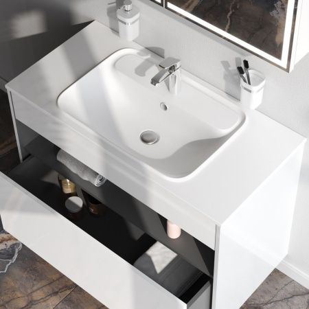 M8FFUX1001WG Func, База с нишей, 1 ящик (pull-out), 100 см, цвет белый глянец M8FFUX1001WG Func, База с нишей, 1 ящик (pull-out), 100 см, цвет белый глянец