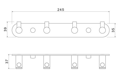 Планка с 4 крючками AQUATEK, матовый черный AQ4123MB ЕВРОПА, артикул AQ4123MB
