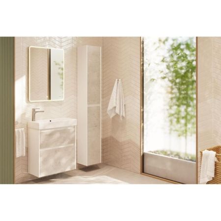 Тумба с раковиной подвесная Dreja Slim 65 см, белый/бетон, артикул 99-0503-com