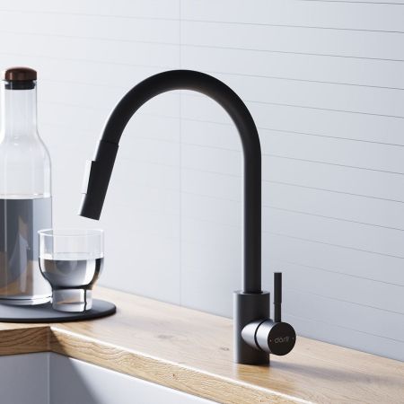 D3007522 Logic Кухонный смеситель  с вытягивающимся изливом, черный, артикул D3007522