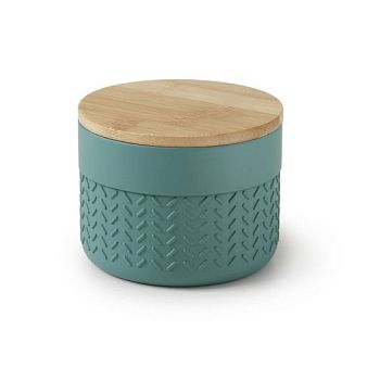 Gedy Thea, настольный круглый контейнер с крышкой, цвет зеленый/бамбук