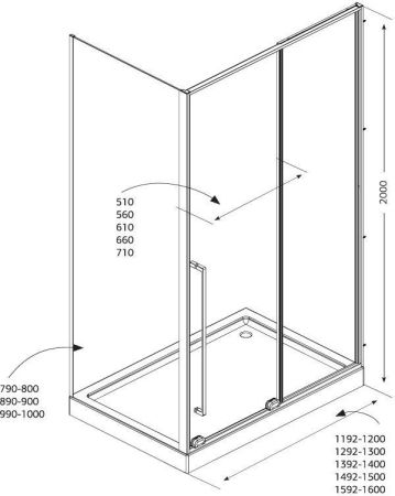 Душевой уголок Allen Brau Fantasy 130x100 3.11007.31 + 3.11014.31 черный матовый, артикул 3.11007.31 + 3.11014.31